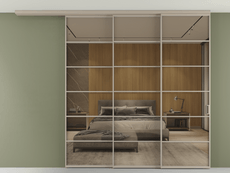 Перегородка Formato вдоль стены на потолок 3 створки с синхронным механизмом