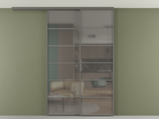 Перегородка Formato вдоль стены на потолок 2 створки с синхронным механизмом