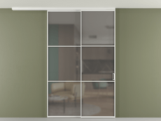 Перегородка Formato вдоль стены на потолок 2 створки с синхронным механизмом