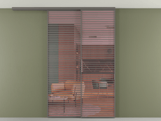 Перегородка Formato вдоль стены на потолок 2 створки с синхронным механизмом