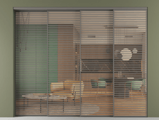 Перегородка Formato внутри проёма 4 створки с синхронным механизмом