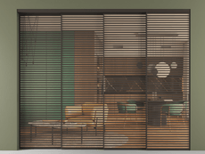 Перегородка Formato внутри проёма 4 створки с синхронным механизмом