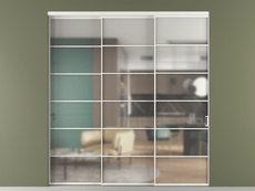 Перегородка Formato внутри проёма 3 створки с синхронным механизмом