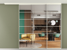 Перегородка Formato вдоль стены на потолок 3 створки с синхронным механизмом