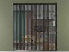 Перегородка Formato внутри проёма 3 створки с синхронным механизмом