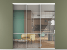 Перегородка Formato внутри проёма 3 створки с синхронным механизмом