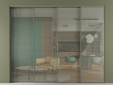 Перегородка Formato внутри проёма 4 створки с синхронным механизмом