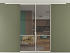 Перегородка Formato вдоль стены на потолок 2 створки