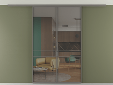 Перегородка Formato вдоль стены на потолок двустворчатая