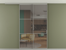 Перегородка Formato вдоль стены на потолок 2 створки с синхронным механизмом