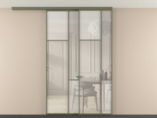 Перегородка Мозаик вдоль стены на потолок 2 створки с синхронным механизмом