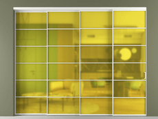 Перегородка Formato внутри проёма 4 створки с синхронным механизмом