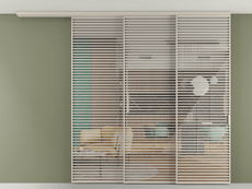 Перегородка Formato вдоль стены на потолок 3 створки с синхронным механизмом