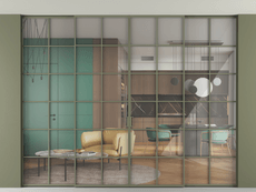 Перегородка Formato внутри проёма скрытое крепление в потолок 4 створки