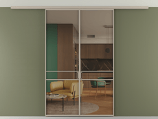 Перегородка Formato вдоль стены на потолок 2 створки