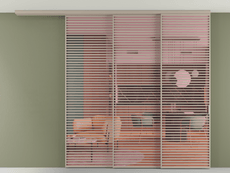 Перегородка Formato вдоль стены на потолок 3 створки с синхронным механизмом