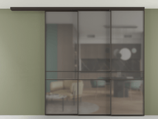 Перегородка Formato вдоль стены на потолок 3 створки с синхронным механизмом