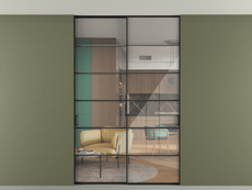 Перегородка Formato внутри проёма скрытое крепление в потолок 2 створки