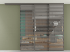 Перегородка Formato вдоль стены на потолок 3 створки с синхронным механизмом