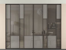 Перегородка Mosaic внутри проёма четырёхстворчатая со скрытым креплением в потолок