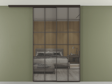 Перегородка Formato вдоль стены на потолок 2 створки с синхронным механизмом