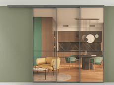 Перегородка Формато вдоль стены на потолок 3 створки с синхронным механизмом