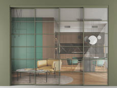 Перегородка Formato внутри проёма 4 створки с синхронным механизмом