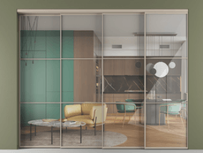 Перегородка Formato внутри проёма 4 створки с синхронным механизмом