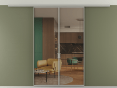 Перегородка Formato вдоль стены на потолок 2 створки