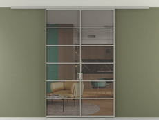 Перегородка Formato вдоль стены на потолок 2 створки