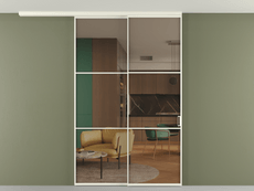 Перегородка Formato вдоль стены на потолок 2 створки с синхронным механизмом