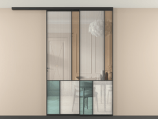 Перегородка Мозаик вдоль стены на потолок 2 створки с синхронным механизмом