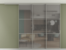 Перегородка Formato вдоль стены на потолок 3 створки с синхронным механизмом