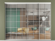 Перегородка Formato внутри проёма 4 створки с синхронным механизмом