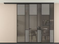 Перегородка Мозаик вдоль стены на потолок 3 створки с синхронным механизмом