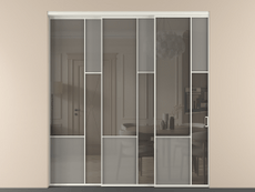 Перегородка Mosaic внутри проёма 3 створки с синхронным механизмом