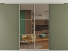 Перегородка Formato вдоль стены на потолок двустворчатая