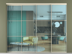 Перегородка Formato внутри проёма 4 створки с синхронным механизмом