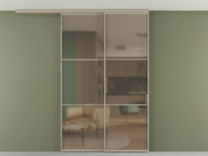 Перегородка Formato вдоль стены на потолок 2 створки с синхронным механизмом