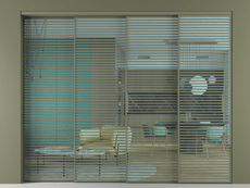 Перегородка Formato внутри проёма 4 створки с синхронным механизмом