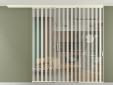 Перегородка Formato вдоль стены на потолок 3 створки с синхронным механизмом