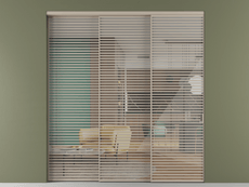 Перегородка Formato внутри проёма 3 створки с синхронным механизмом