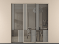 Перегородка Mosaic внутри проёма 3 створки с синхронным механизмом