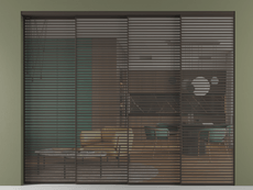 Перегородка Formato внутри проёма 4 створки с синхронным механизмом