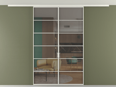 Перегородка Formato вдоль стены на потолок двустворчатая