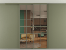 Перегородка Formato вдоль стены на потолок 2 створки с синхронным механизмом