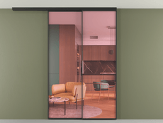 Перегородка Формато вдоль стены на потолок 2 створки с синхронным механизмом