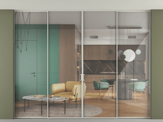 Перегородка Formato внутри проёма скрытое крепление в потолок 4 створки