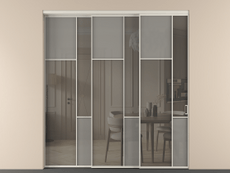 Перегородка Mosaic внутри проёма 3 створки с синхронным механизмом