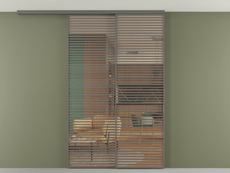 Перегородка Formato вдоль стены на потолок 2 створки с синхронным механизмом